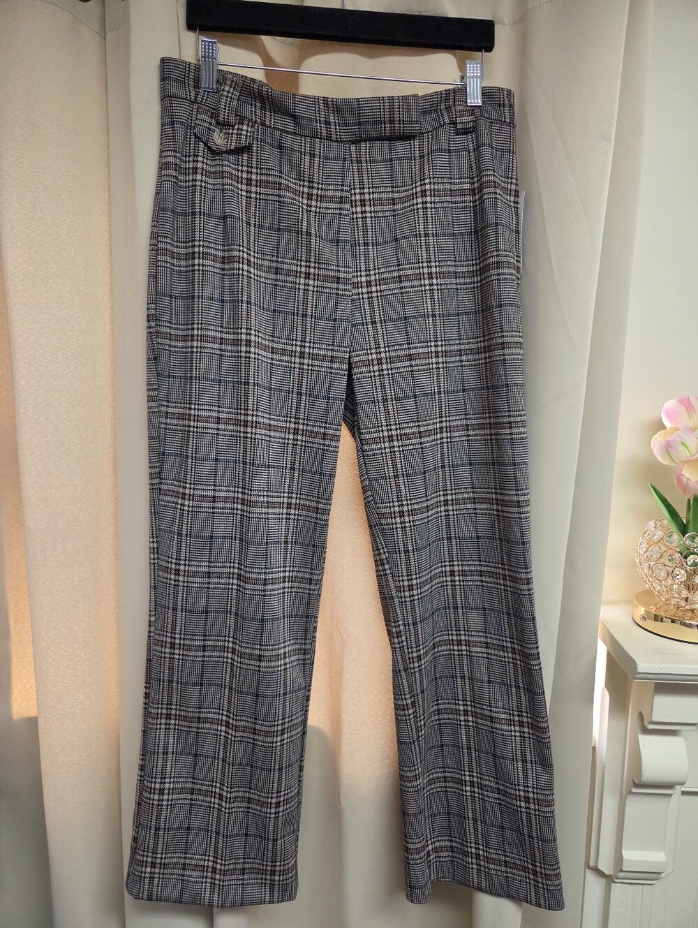 NWT Zac & Rachel Petite Glen Plaid Stretch Dress Pants - Black/Gray Size 12P - Picture 2 of 12